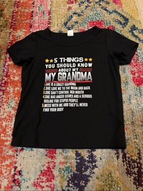 SHEIN Black Short Sleeve Tee with Bold Grandma Graphic